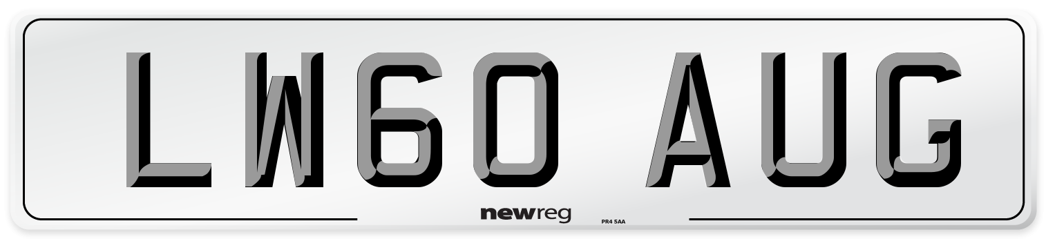 LW60 AUG Number Plate from New Reg